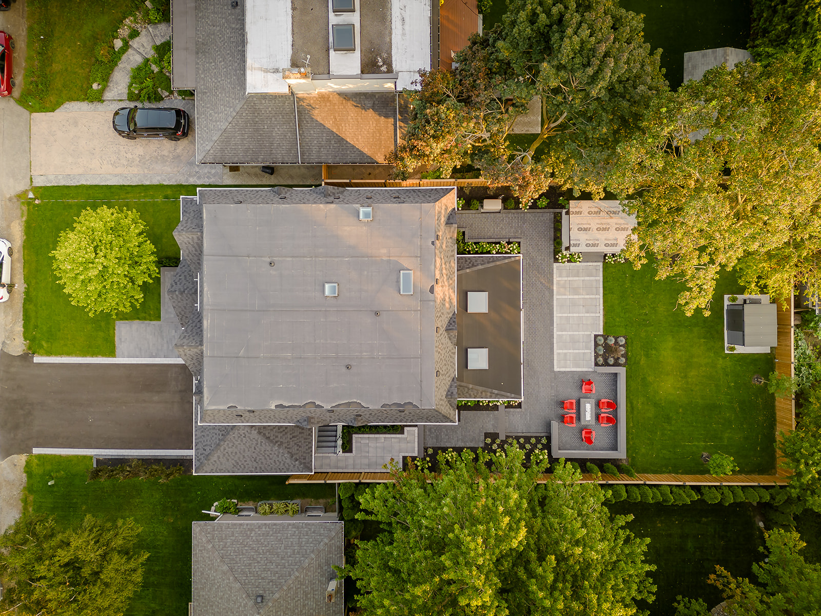 A top-down view of the backyard.