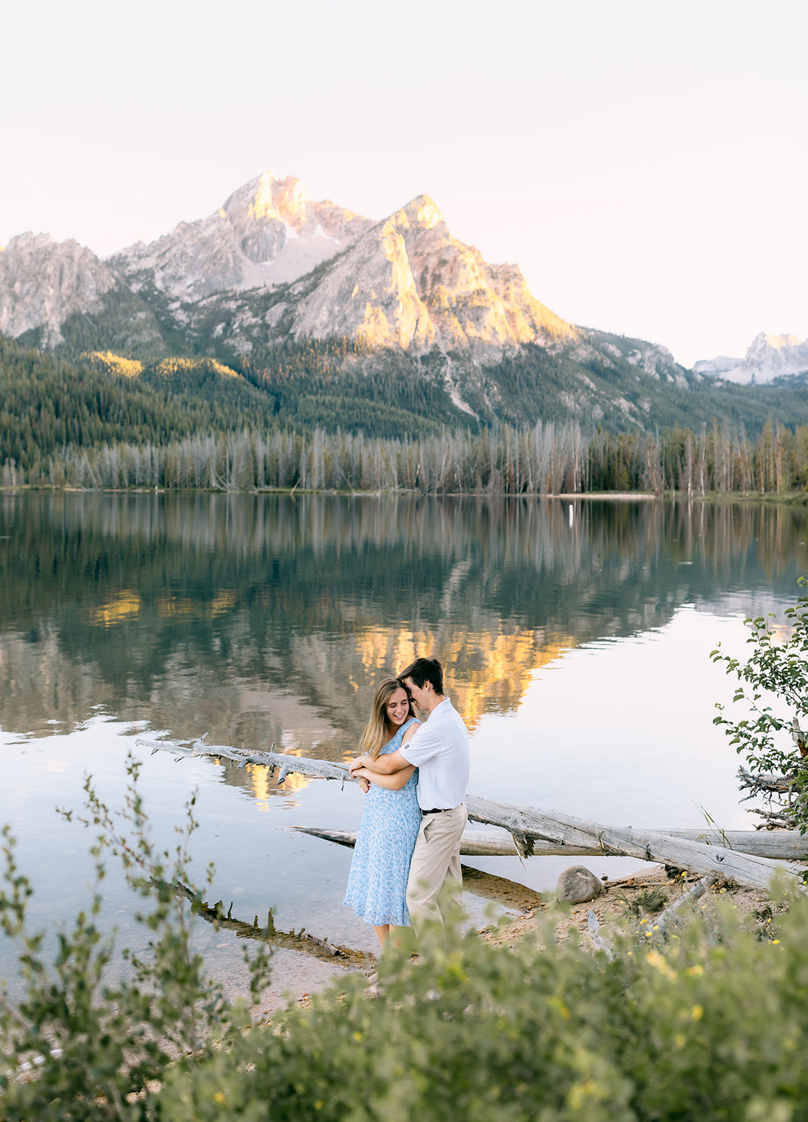 Summer Sunset Engagement Photoshoot in The Sawtooth Mountains of Stanley, Idaho