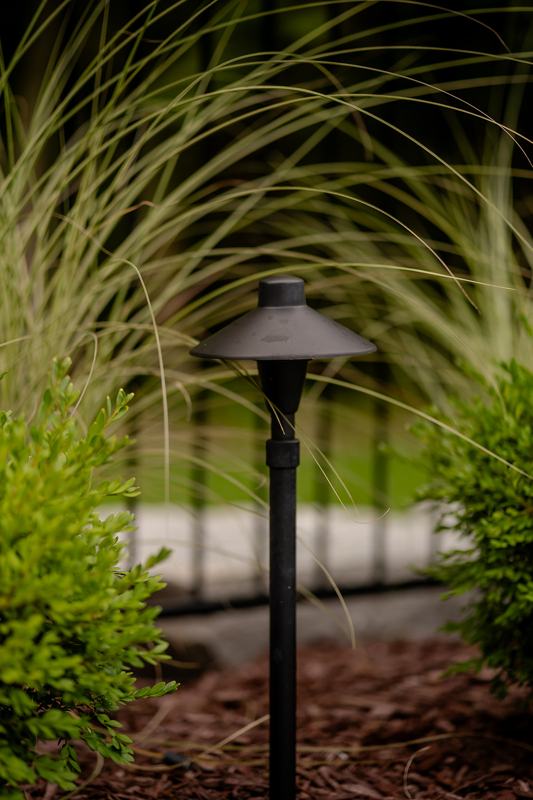 A lamp in the garden.