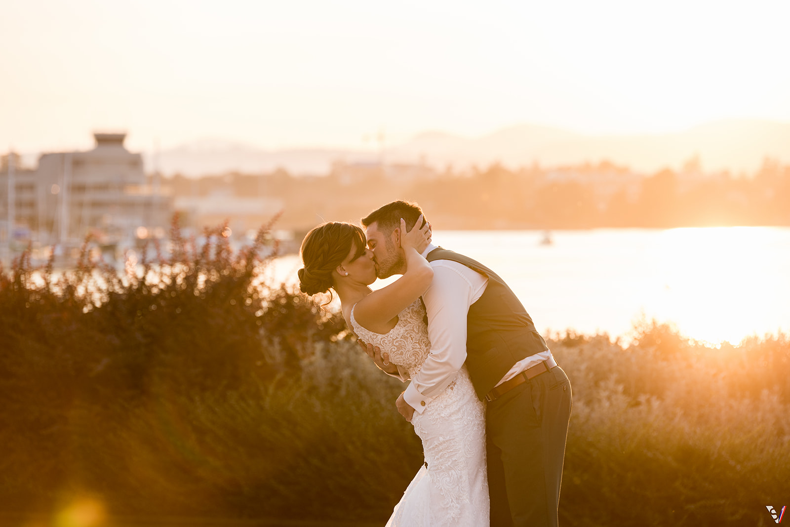 The sunset from the Laurel Point Resort terrace was outstanding and created a romantic moment.