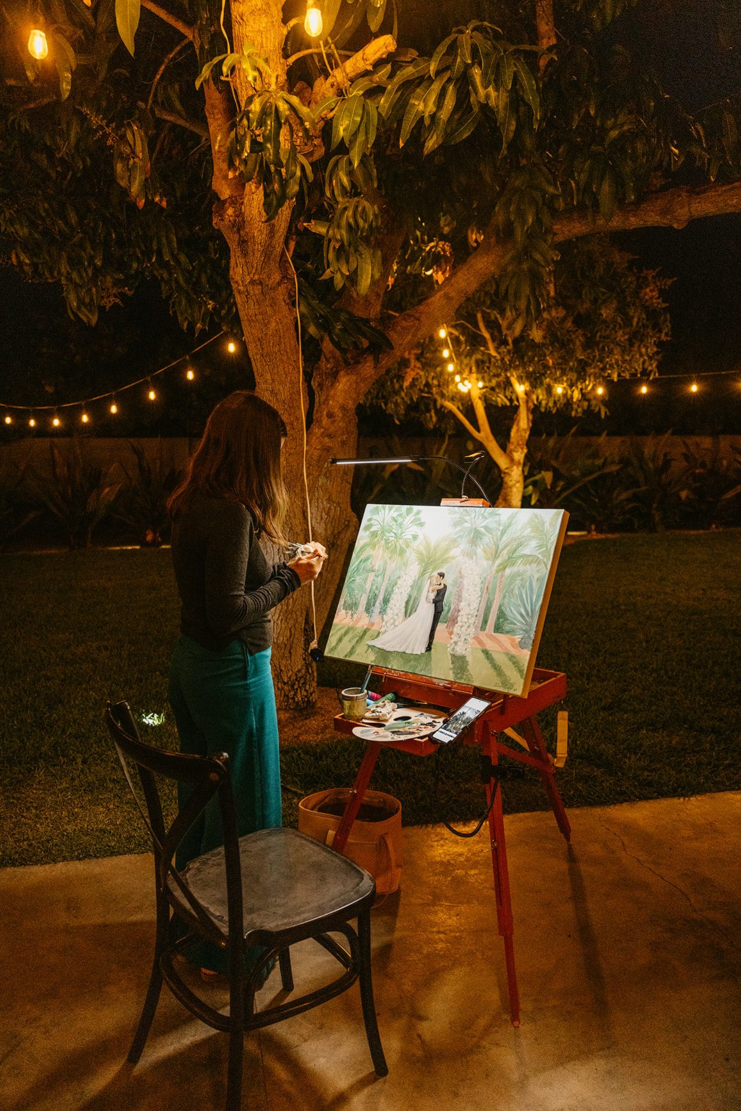 Live painting during wedding reception at Acre Resort Cabo Mexico