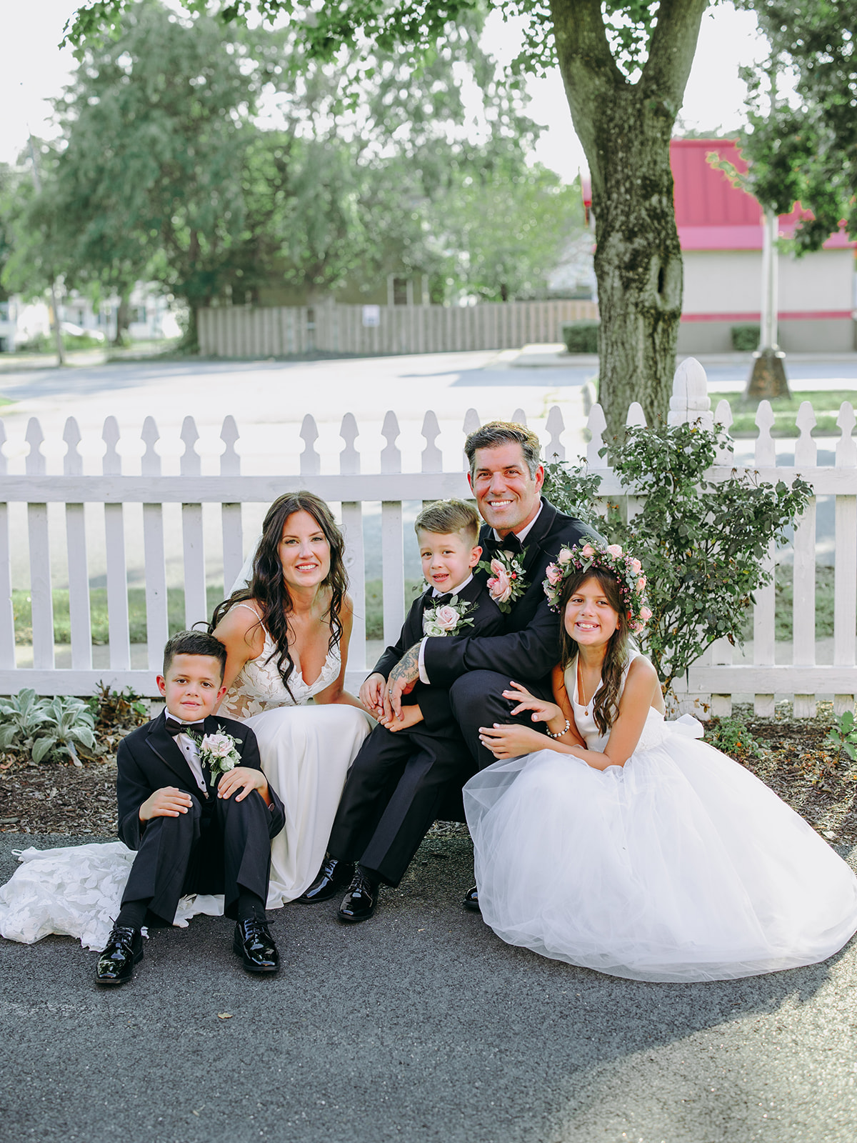 family photos at the silk mill wedding