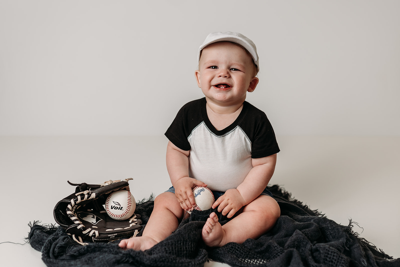 Baseball themed 9 month old milestone session in Colorado Springs