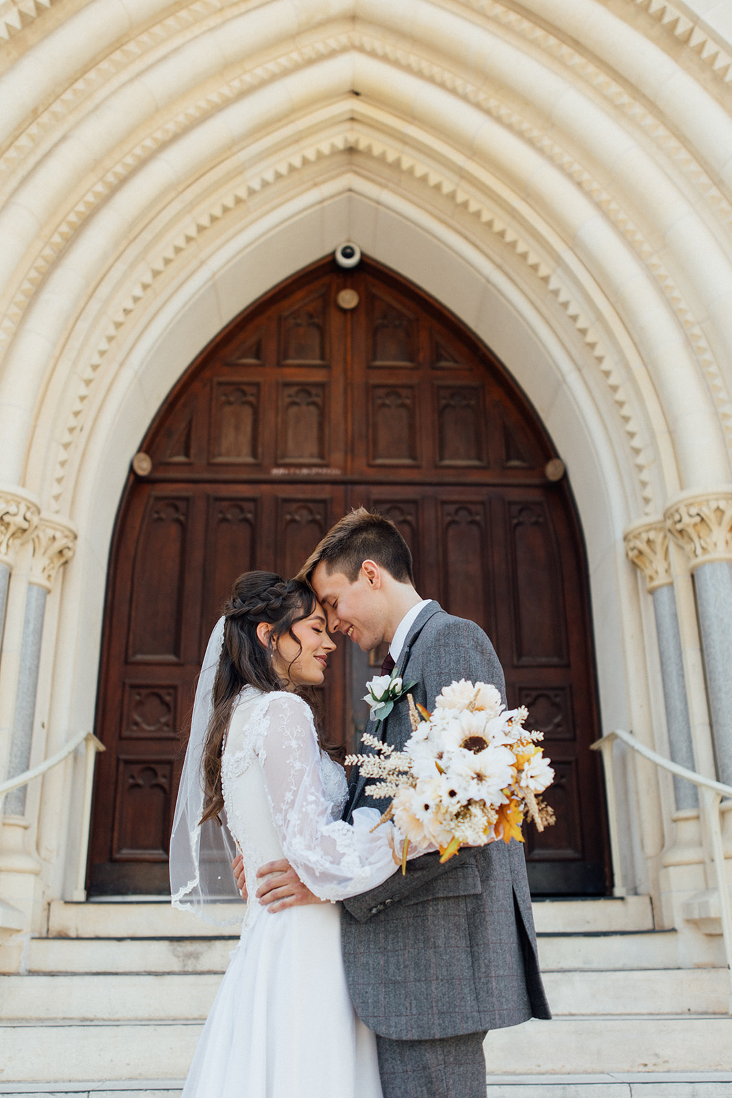 Couple's wedding at St. Mary Cathedral in Austin TX 
