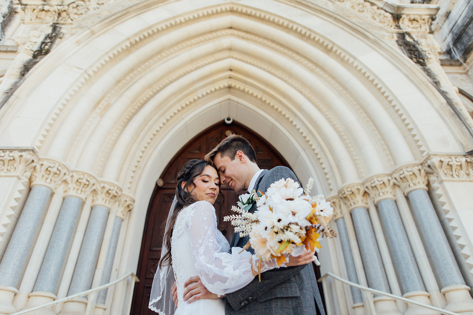 Couple's wedding at St. Mary Cathedral in Austin TX 
