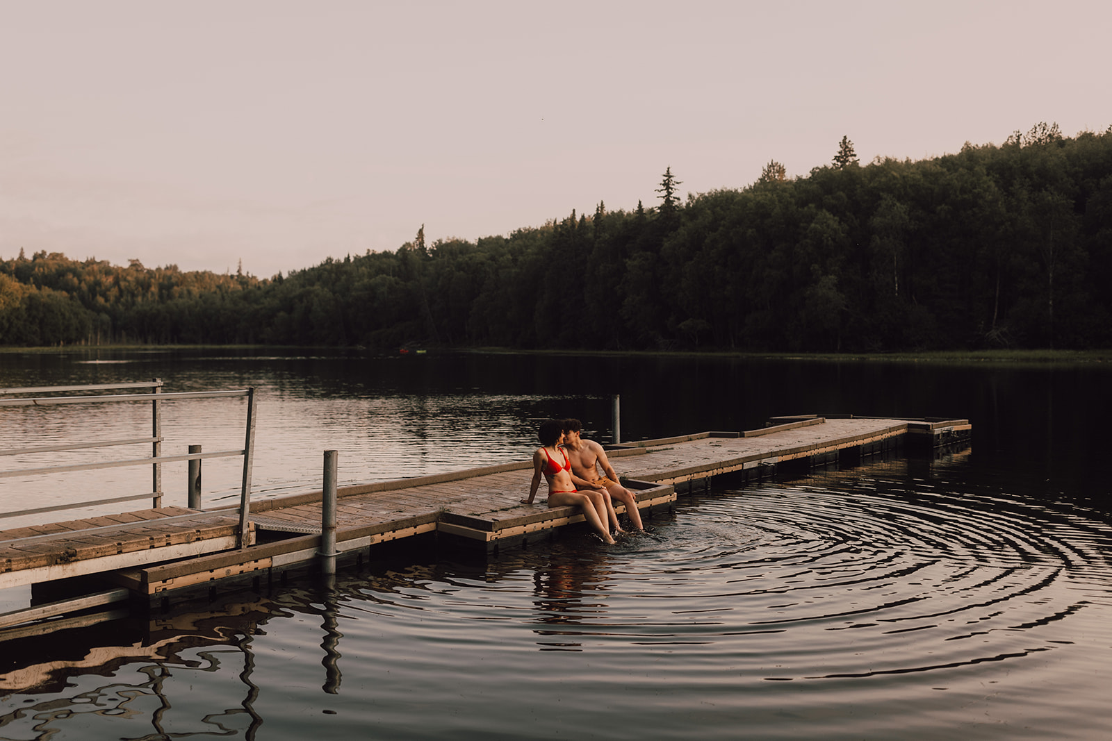 playful fun lake couples session in Anchorage, Alaska