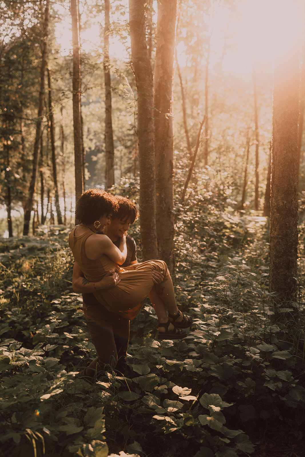 sunset forrest engagement couples session in Anchorage Alaska