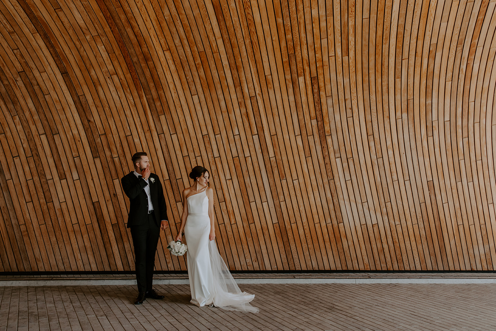 Bride and Groom celebrating at Calgary Public Library 