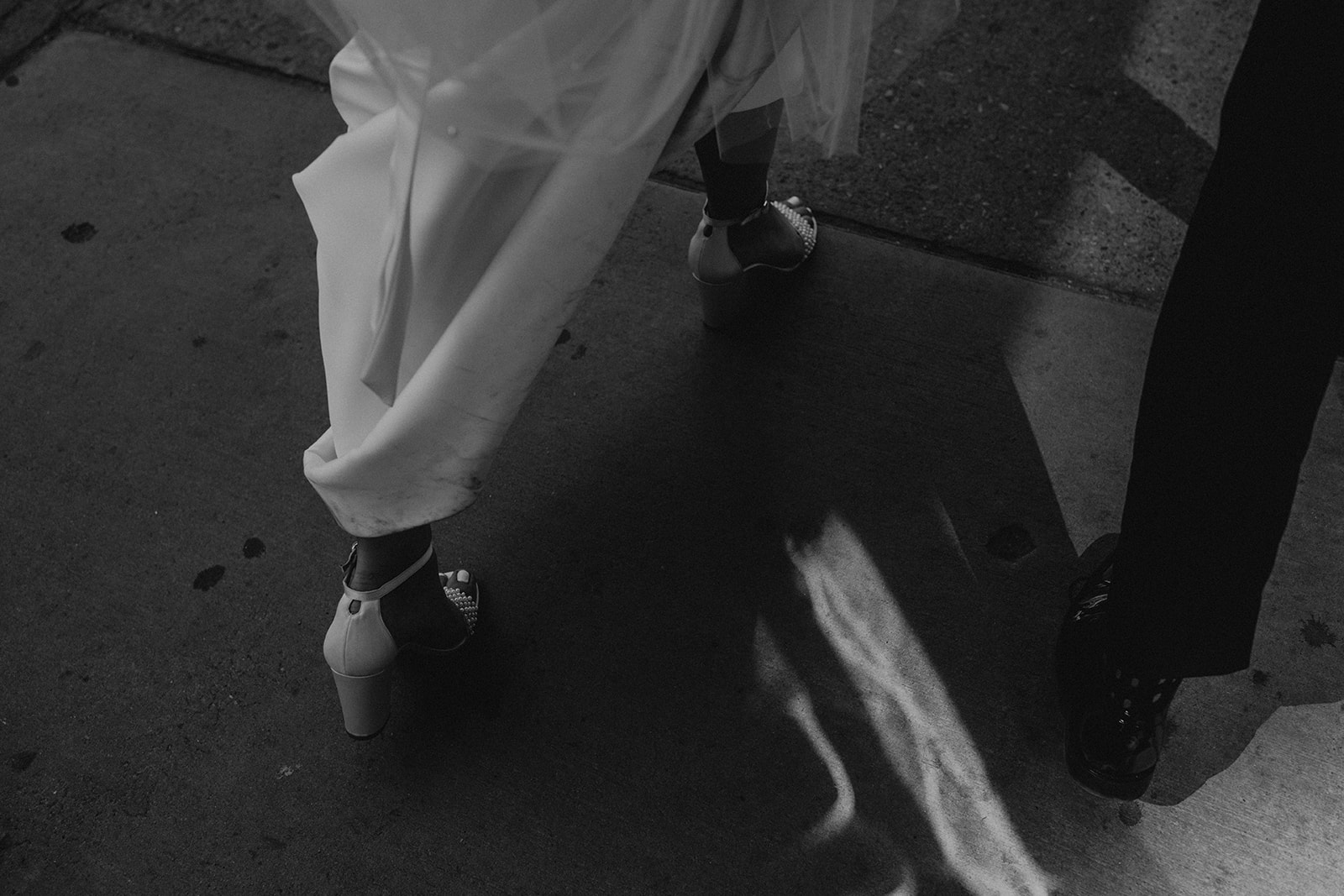 Bride walking downtown Calgary 