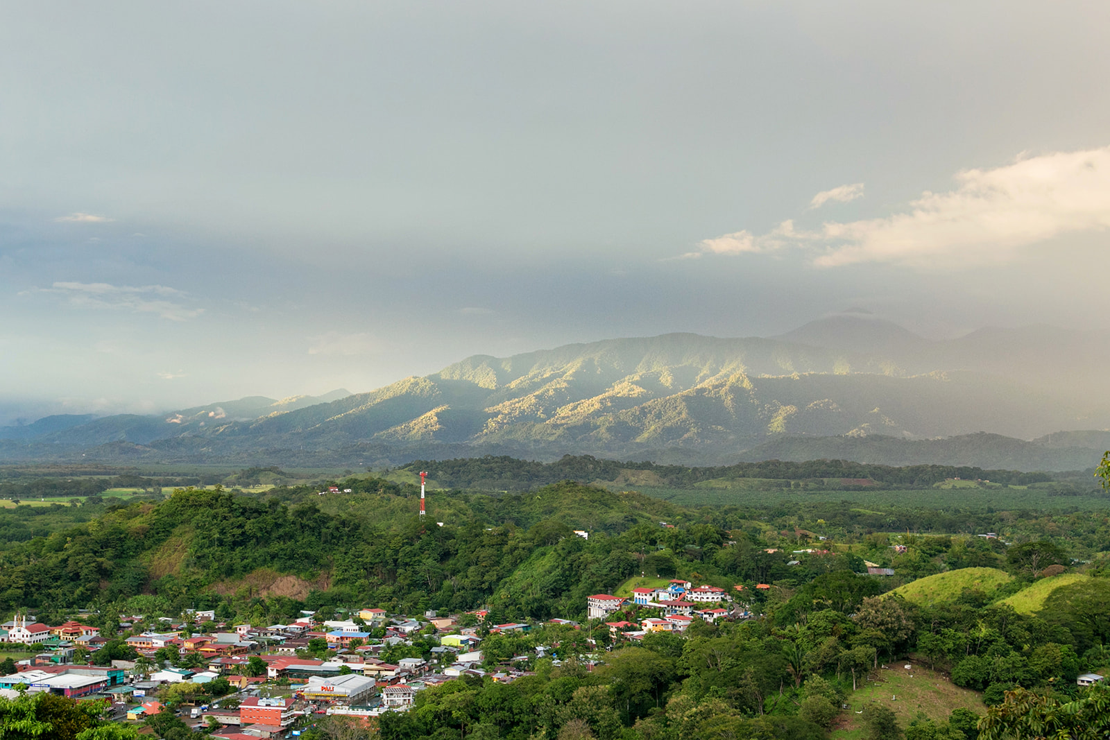 View of the mountains over Quepos after storm.