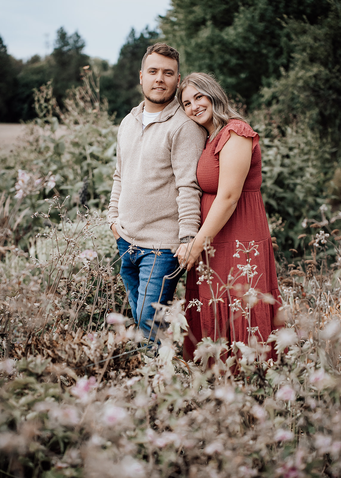Couple in flower field Cox Arboretum Dayton Ohio