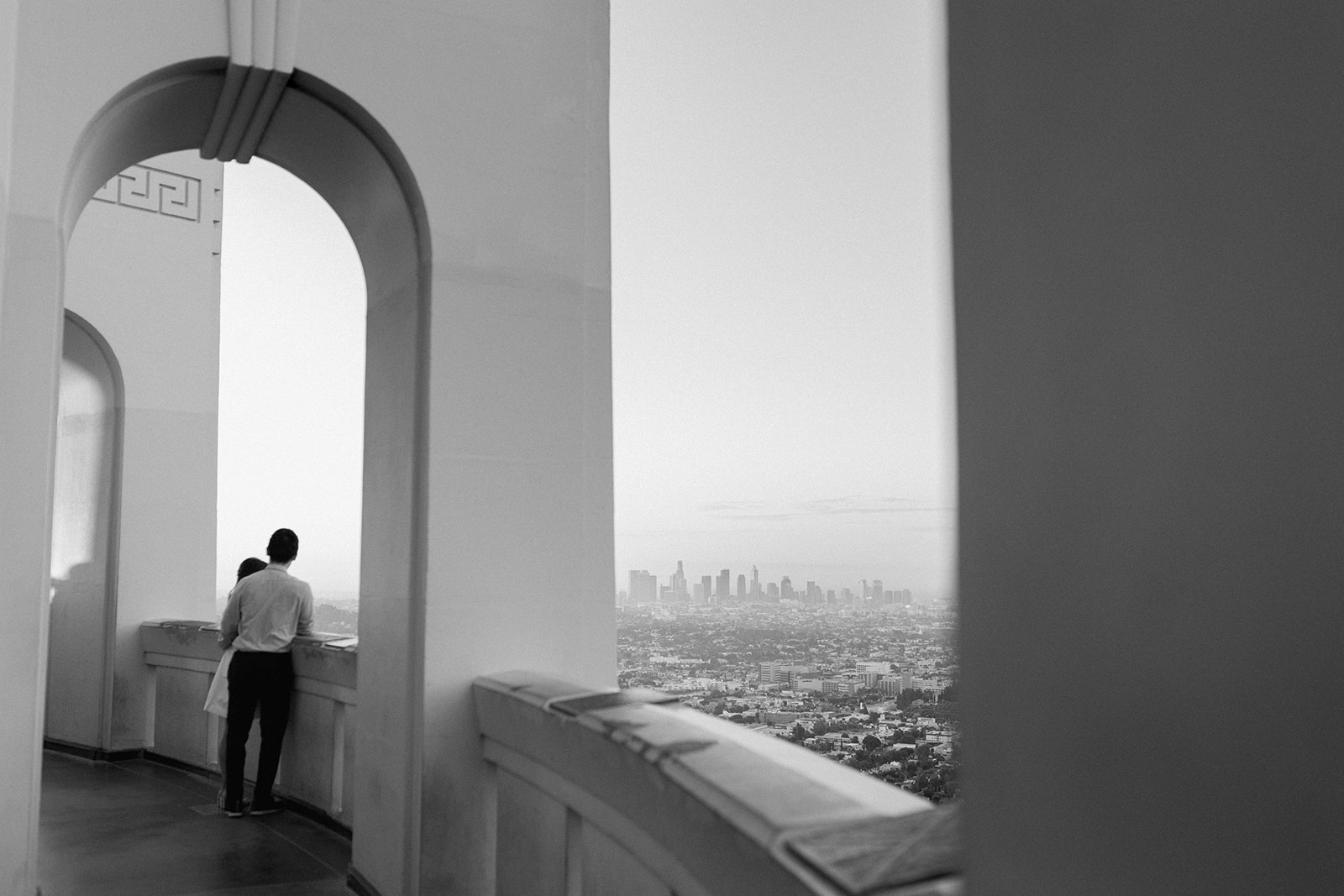 jaw dropping sunrise engagement session with engagement couple at los angeles' griffith observatory