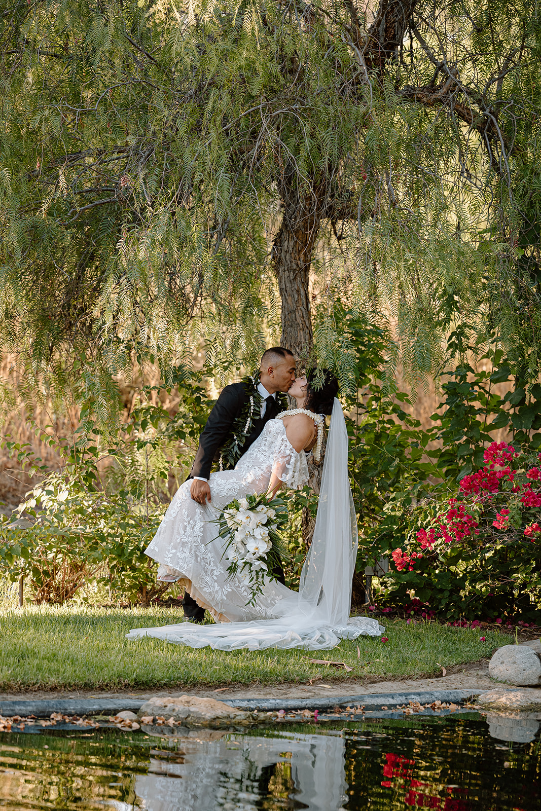 candid image of wedding couple on wedding day at galway downs temecula california