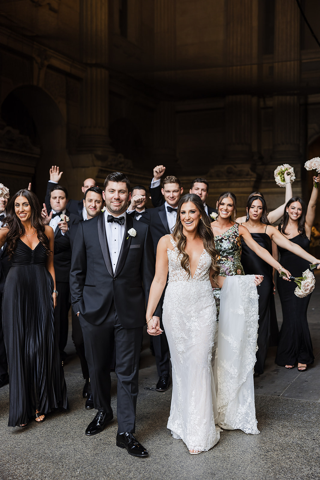 Chic and effortless Bridal Party photos at Philadelphia City Hall for this Crystal Tea Room wedding