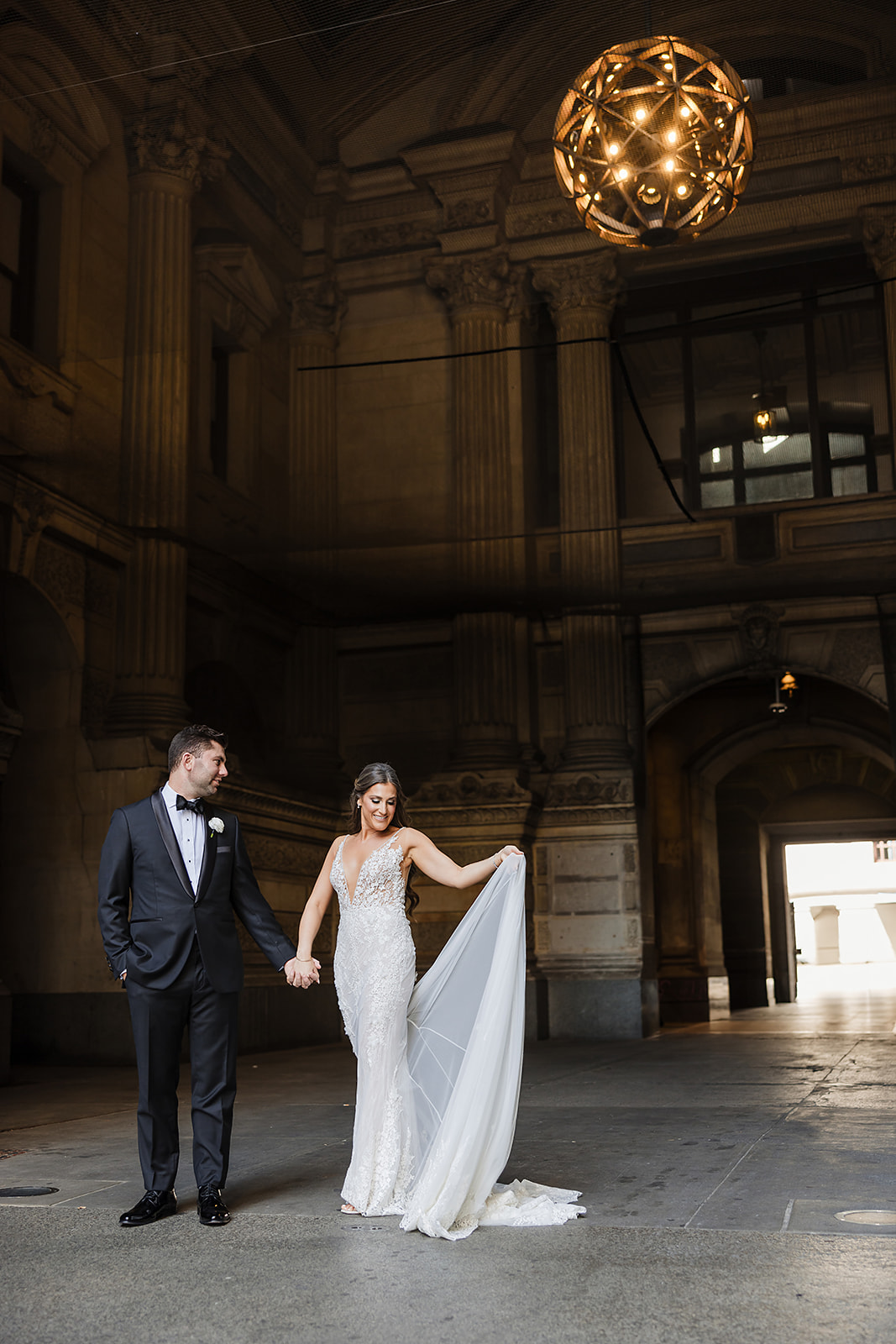 Stunning effortless and timeless portrait of the bride and groom at Philadelphia City Hall
