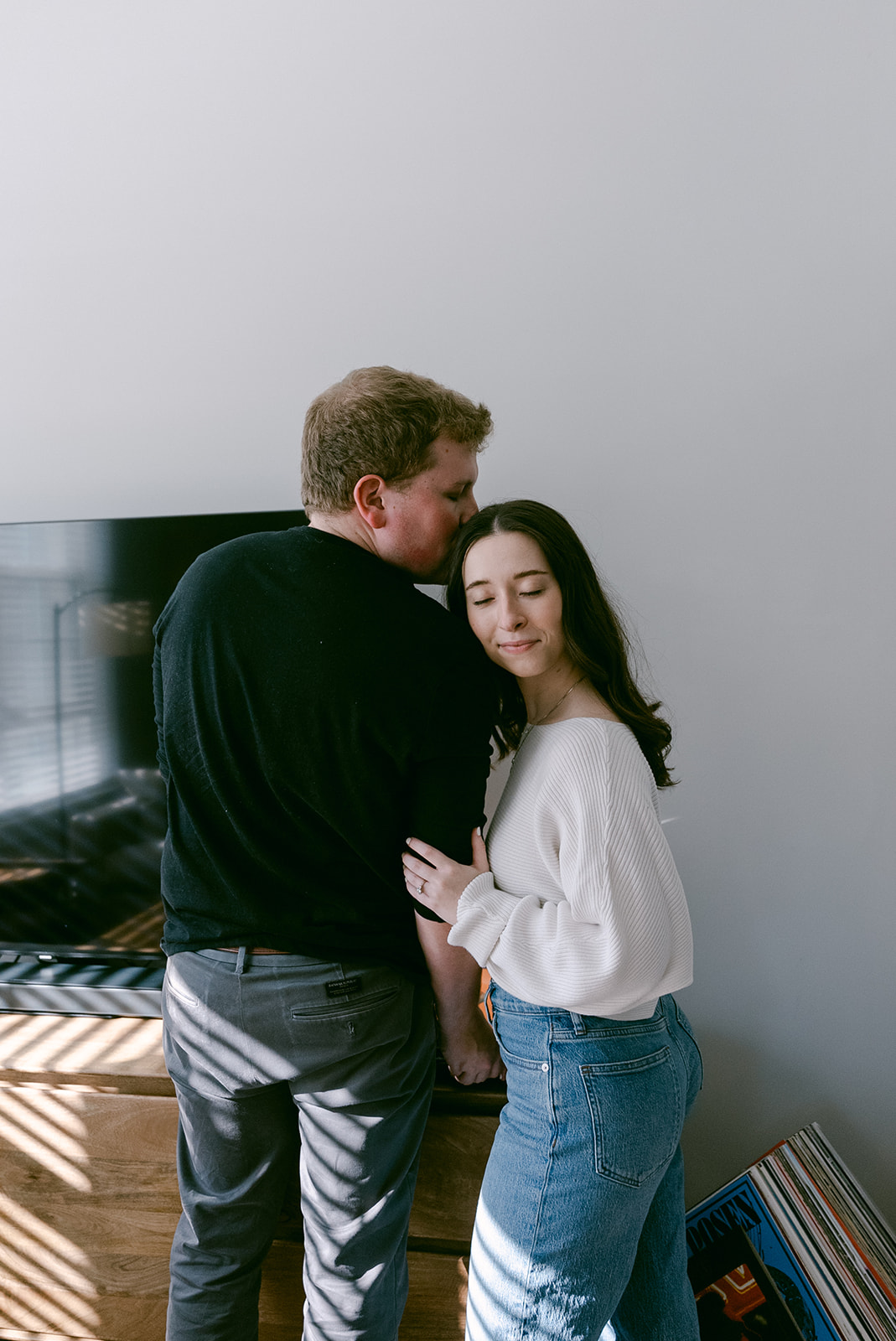 cozy in-home engagement session in Raleigh, North Carolina raleigh engagement photographer nc engagement photographer
