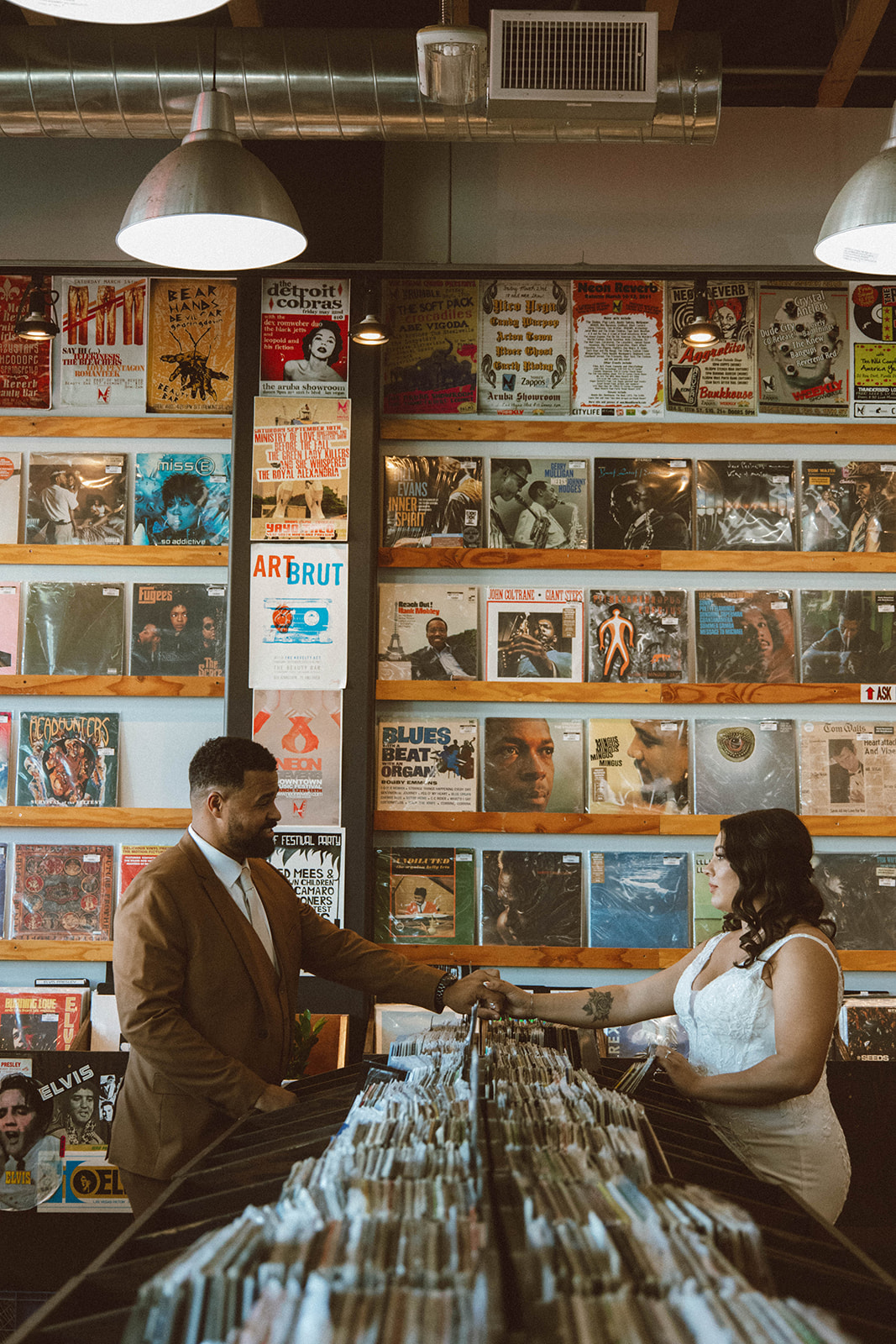 vintage record store elopement