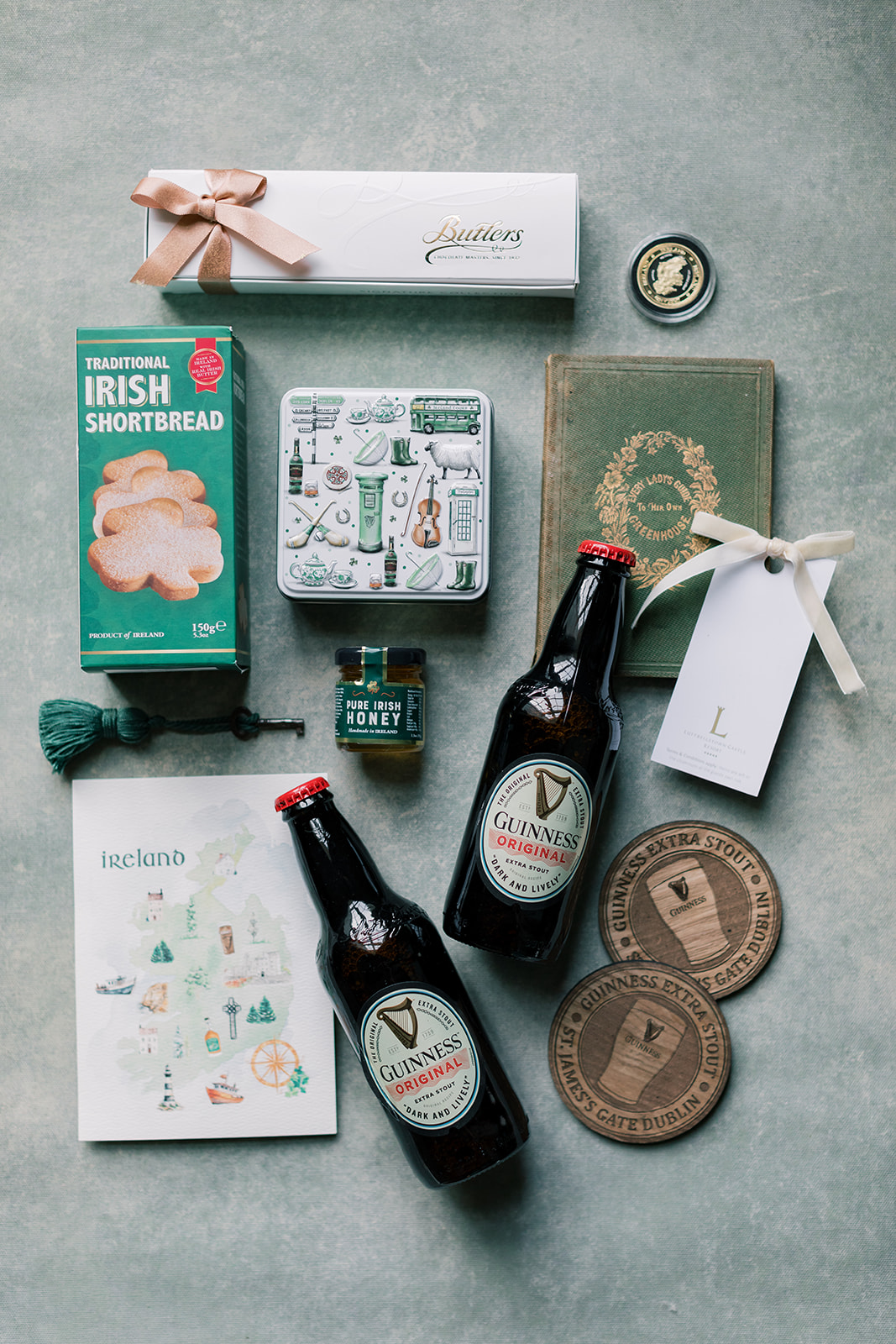 wedding welcome gift with Irish treats including Guinness