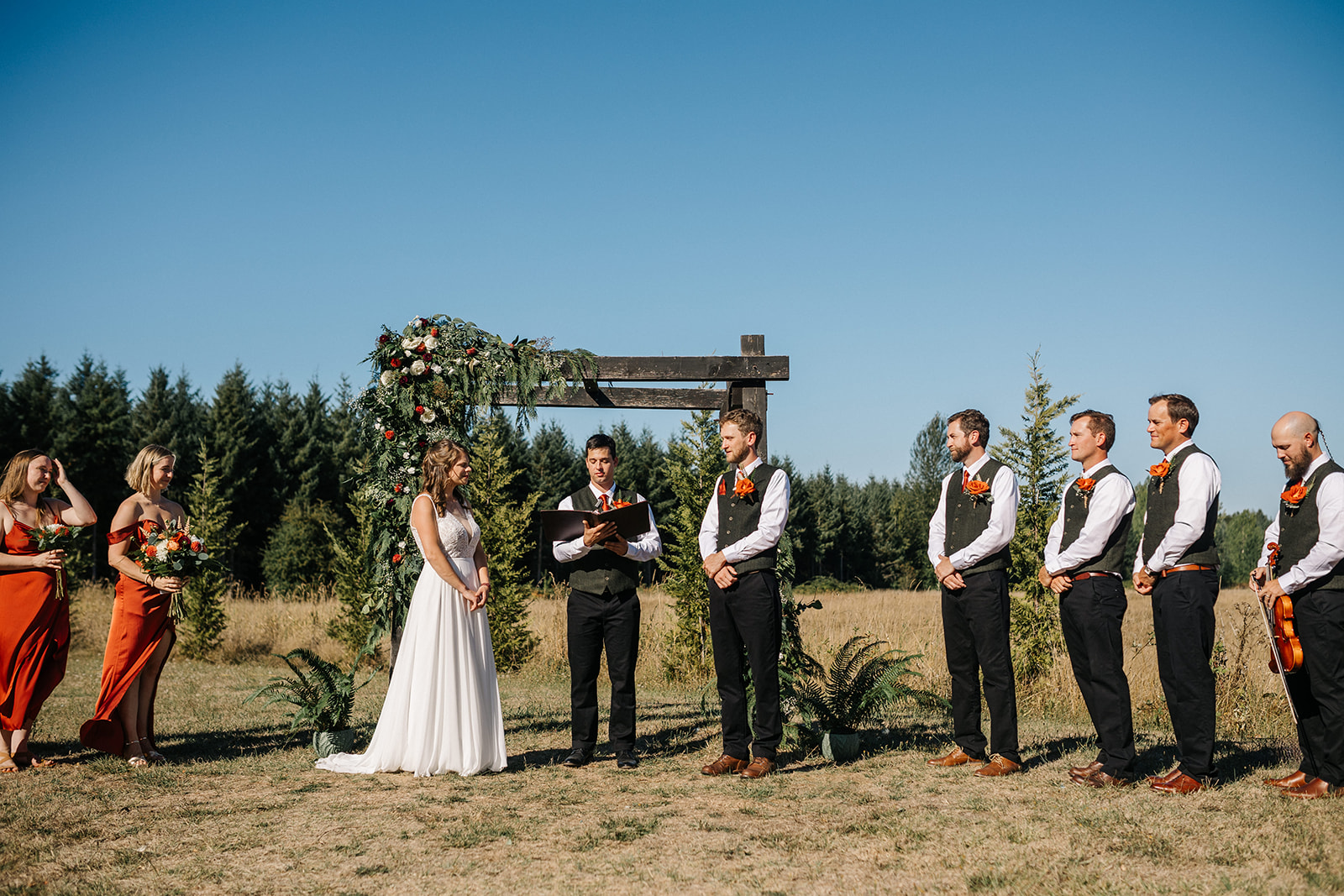 wedding ceremony at The Barn on Jackson Chehalis Washington