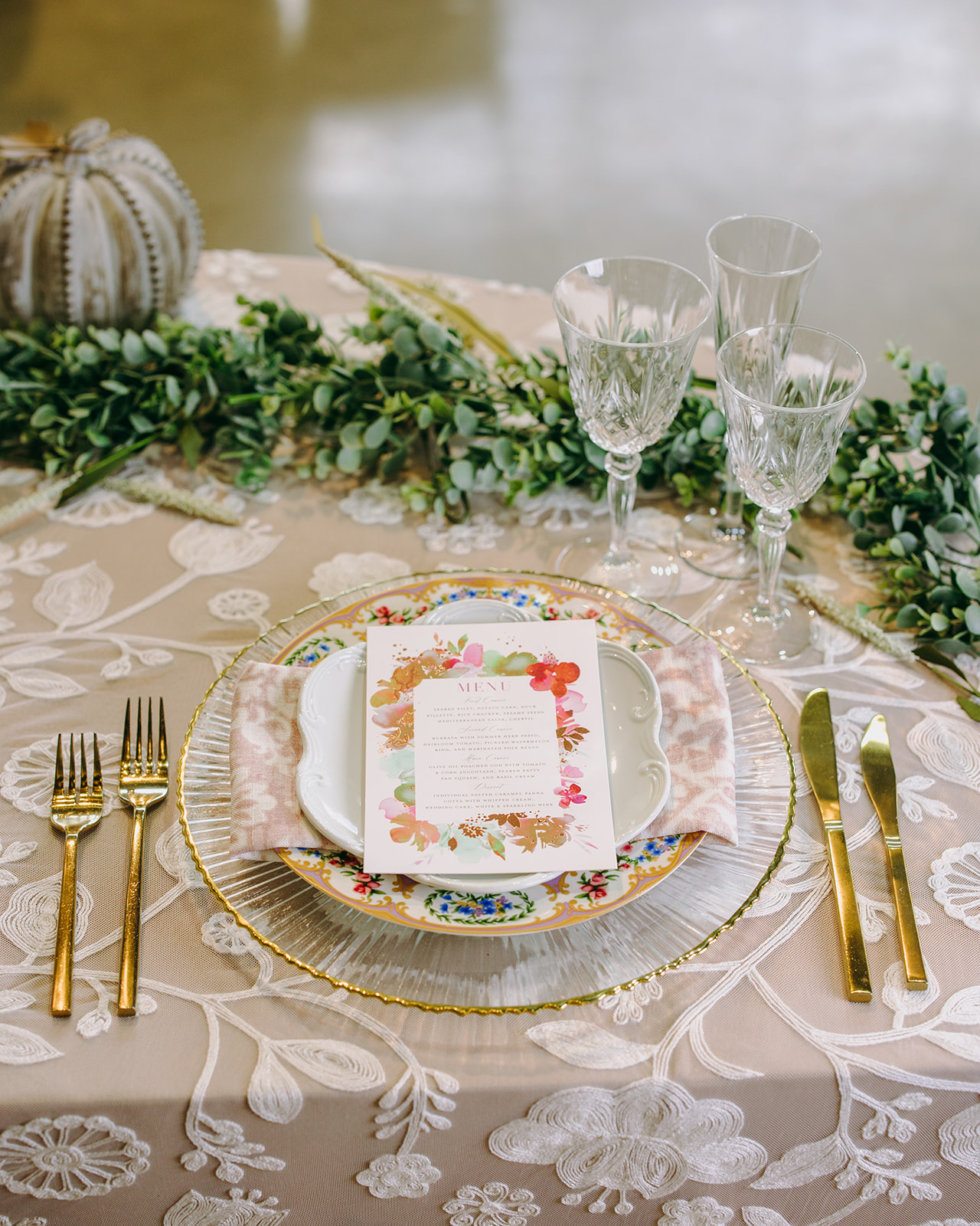 spring floral wedding table scape 