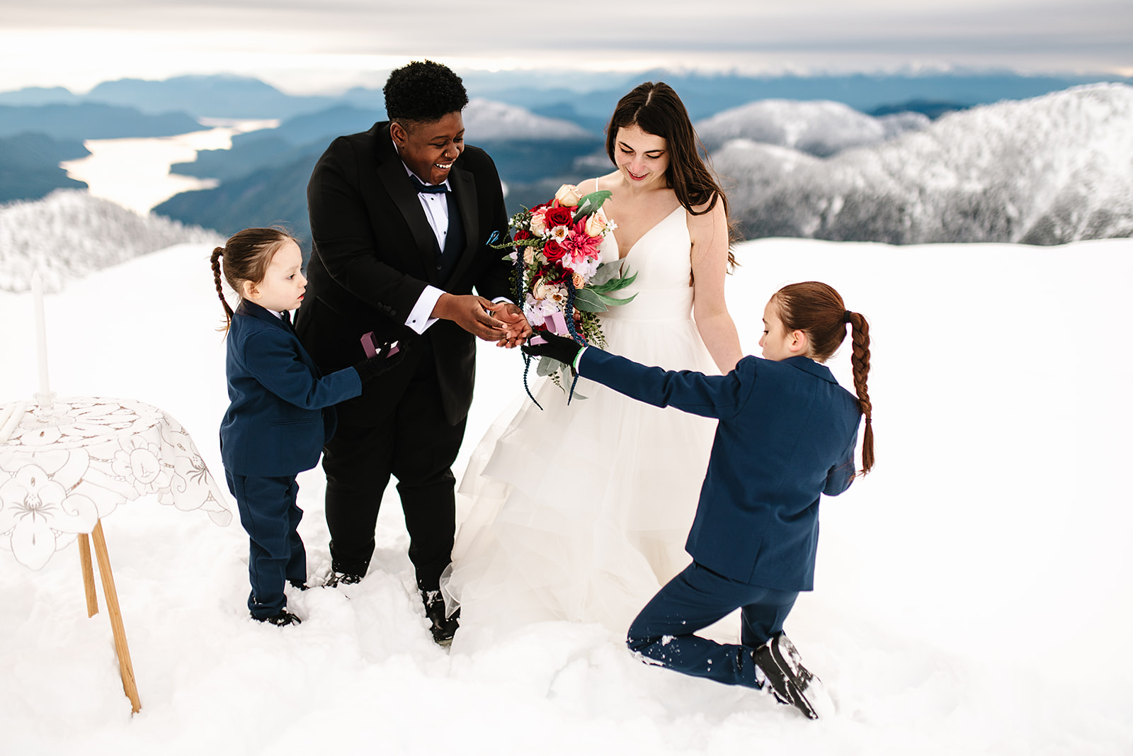 mountain top elopement, snow elopement, helicopter elopement, 49 north helicopters elopement, Vancouver Island wedding 
