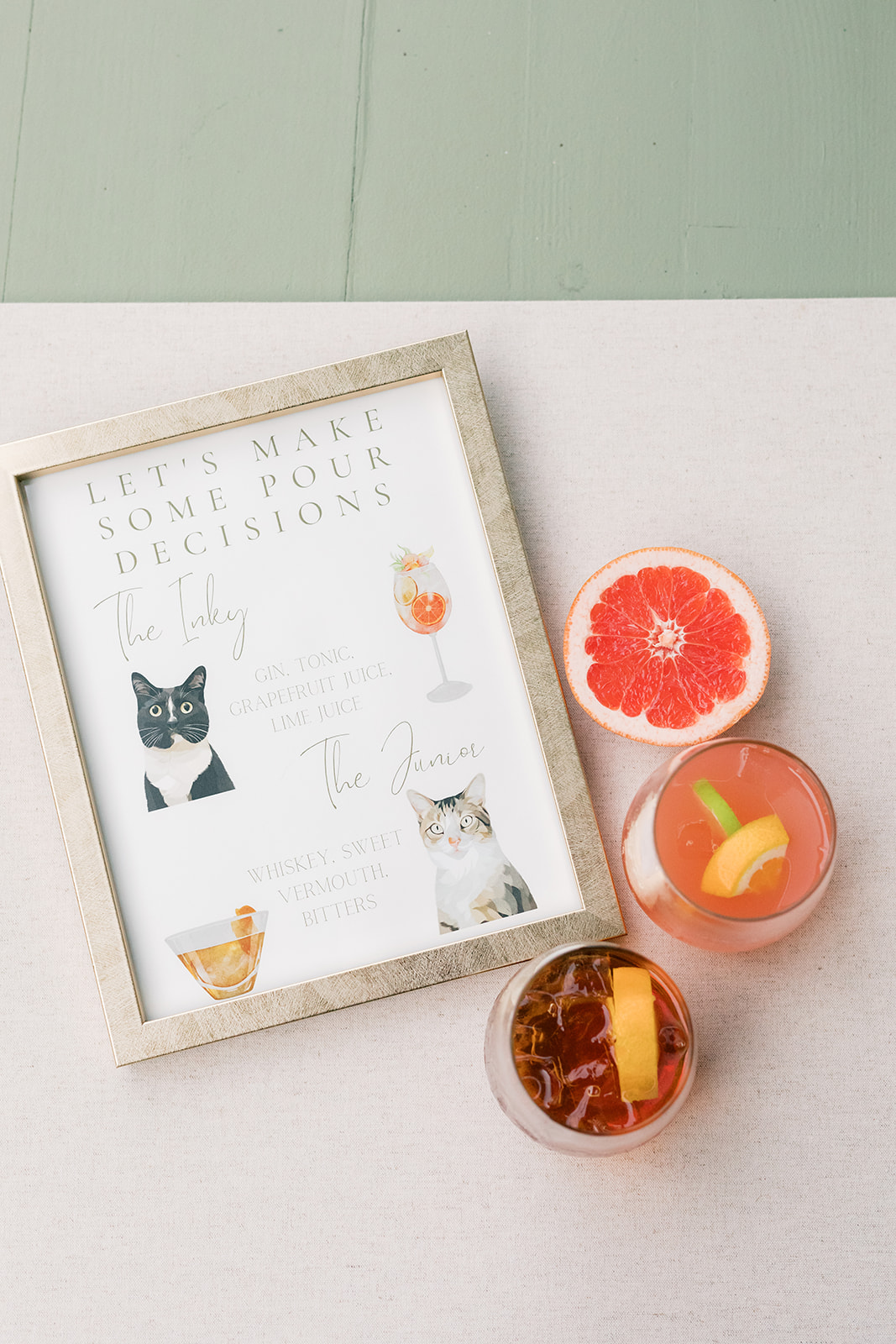 citrus styled with wedding day signature cocktails