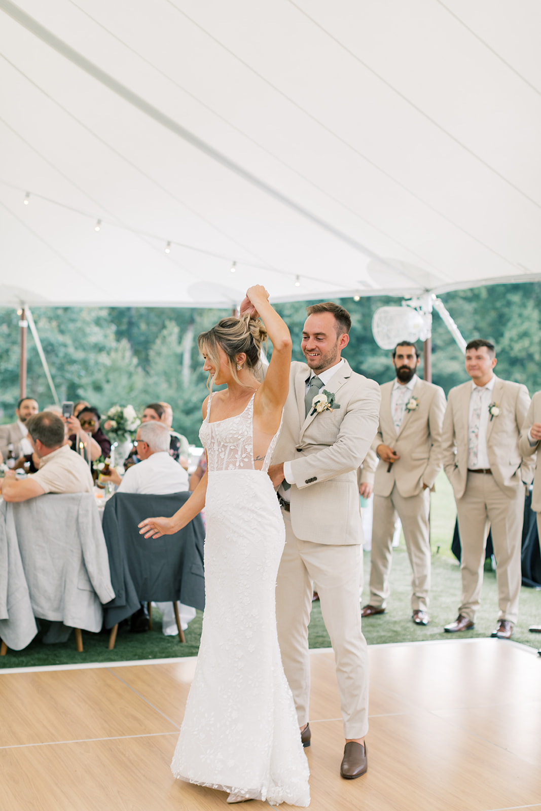 first dance under tent at smith farm gardens