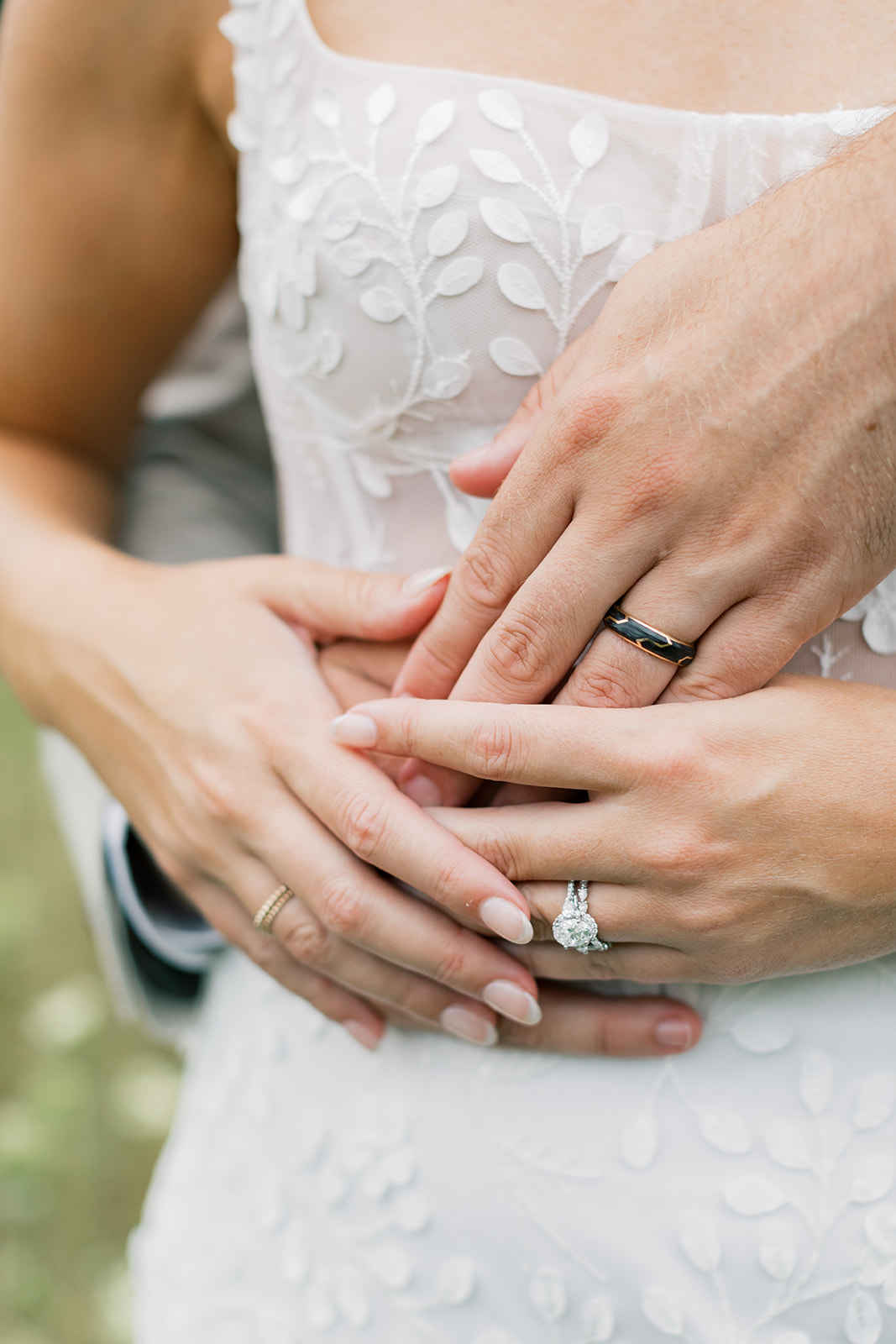 newlywed portraits with ring details