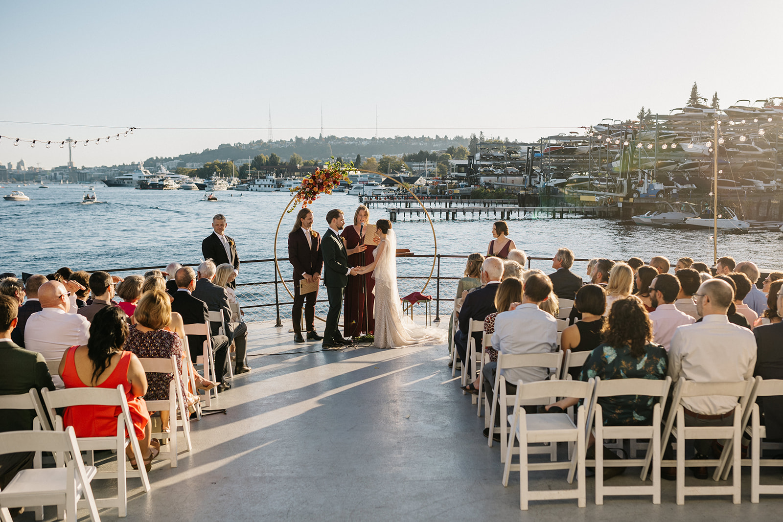 Ceremony photography Seattle wedding at The MV Skansonia