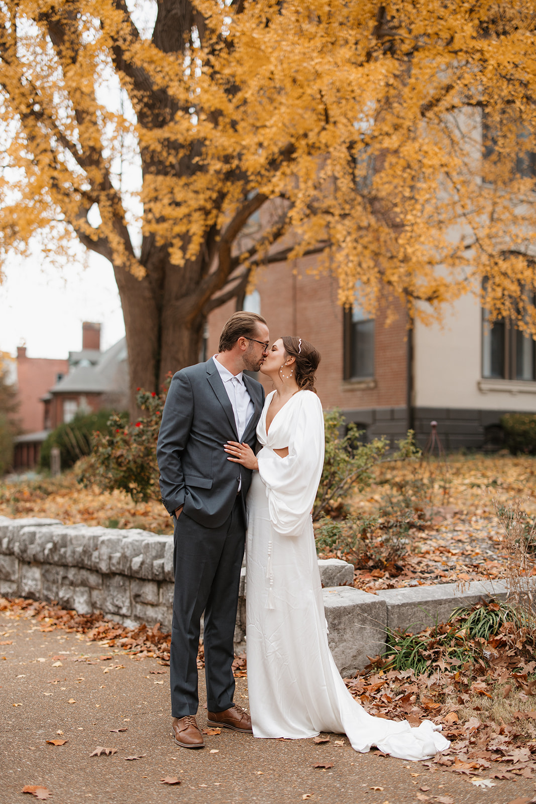 Couple in Lafayette Square wedding photos