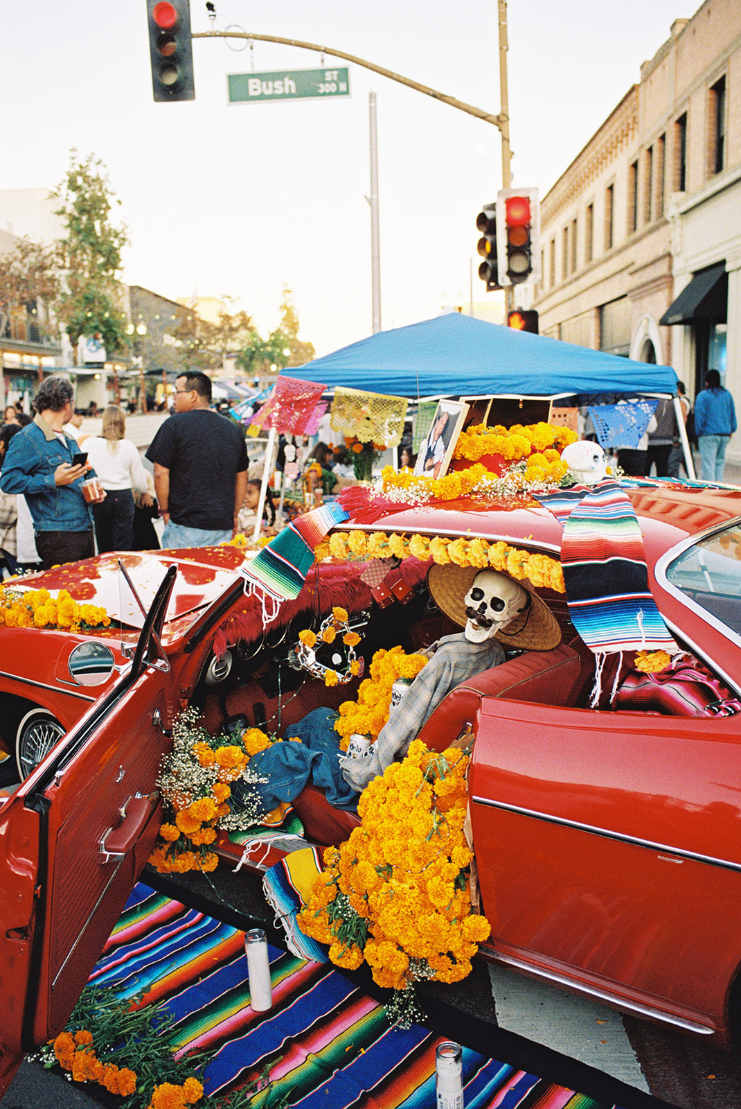 car alter honoring those who passed away on film portra 800 shot on leica ma Dia de Los Muertos Celebration in Downtown 