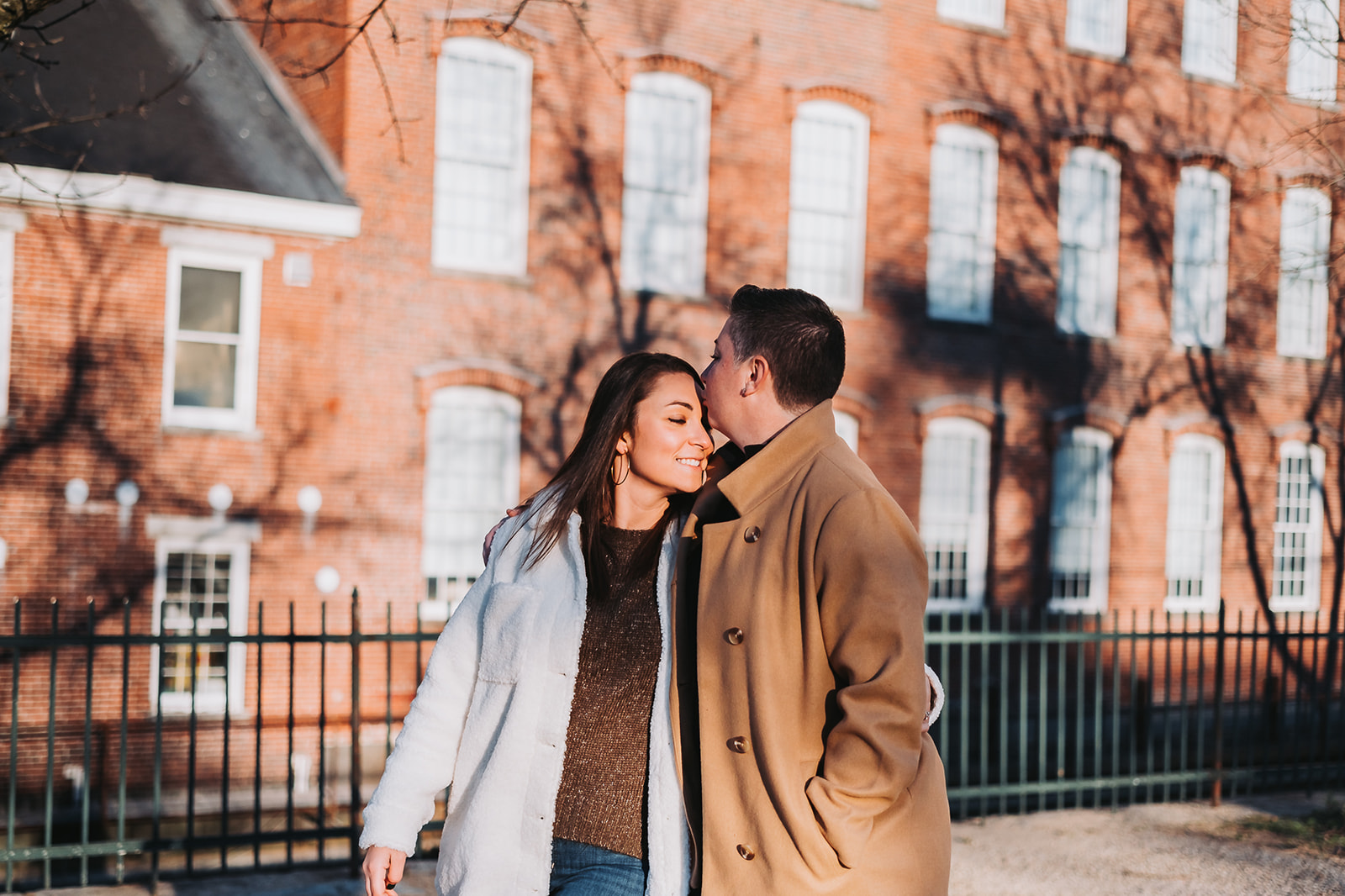 same sex couple intimate and fun engagements fall session at the historic Boott Cotton Mills Museum 