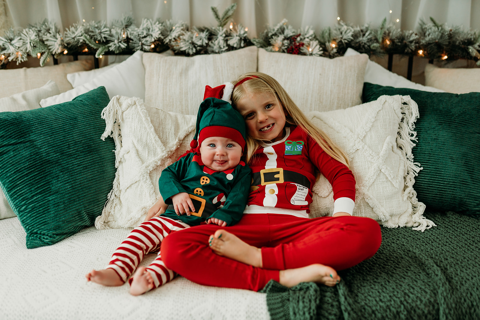 Christmas Magic with Heather Ann Photography: Santa and Elf Sisters in Colorado Studio