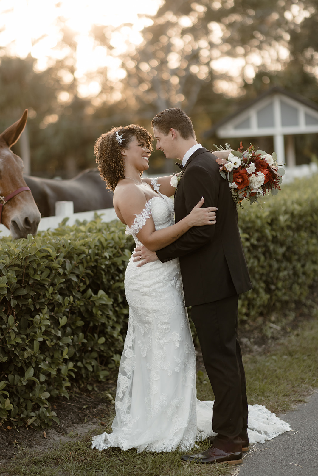 bride and groom sunset portraits in Florida classic wedding in Orlando, Florida area