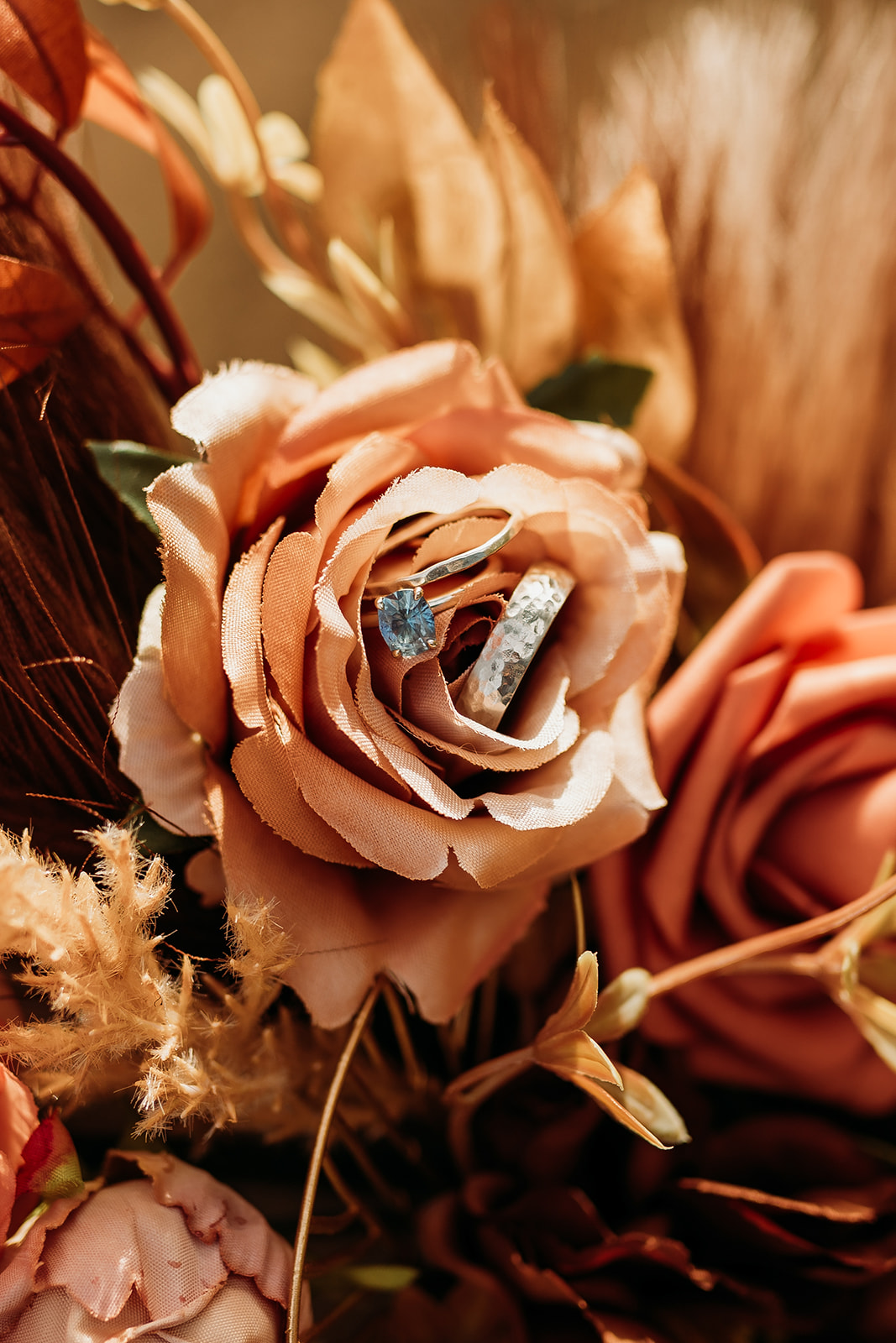 Close-up of the bride and groom's rings, a highlight of this intimate Connecticut wedding