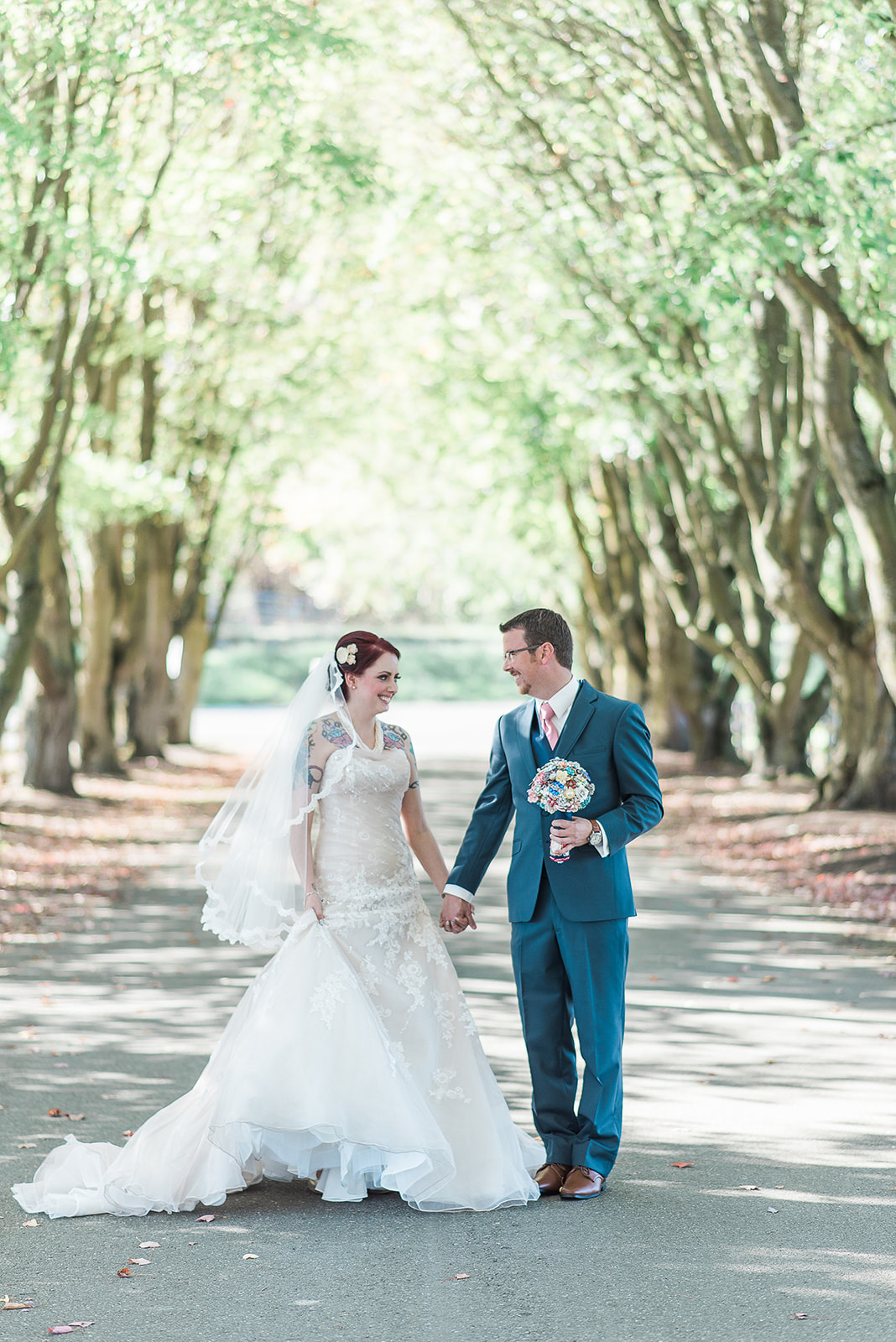Maplehurst farm driveway wedding photo