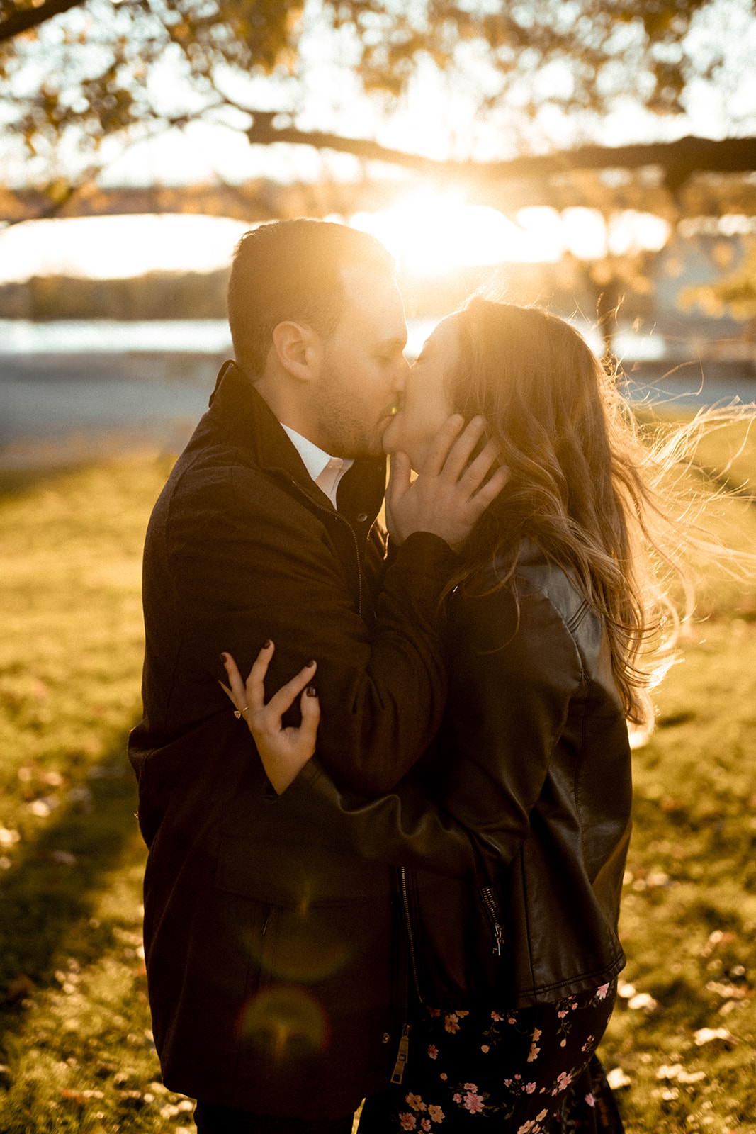 a beautiful sunset in troy New York for Paula and Jeremy's engagement session