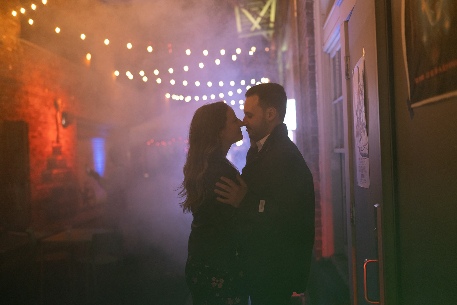halloween rave engagement session in an alley in Troy, New York