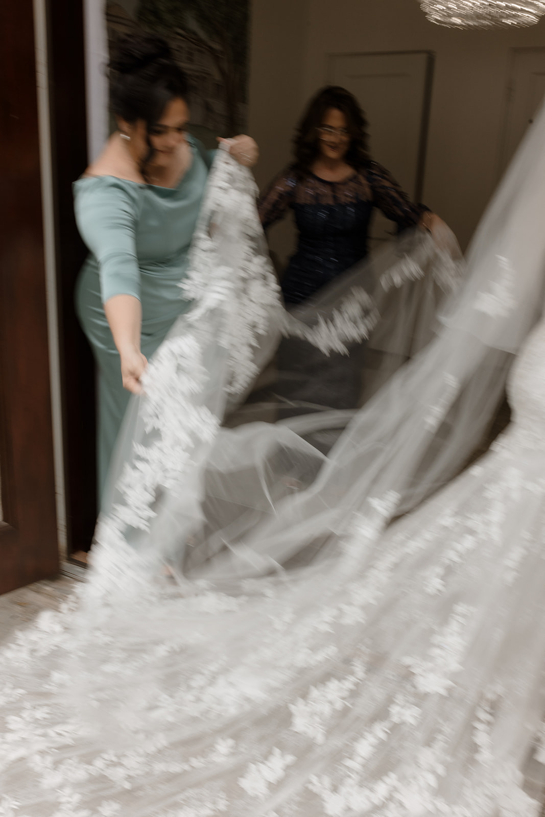 Bride getting dressed photos