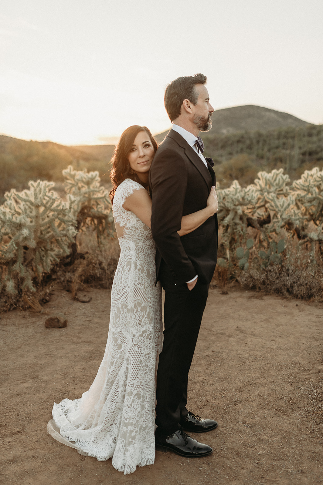 arizona couple wedding desert sunset
