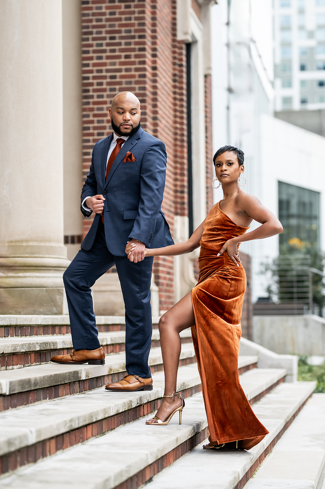 Black Couples photos downtown Atlanta engagement session with JGraced Photography Black weddings
