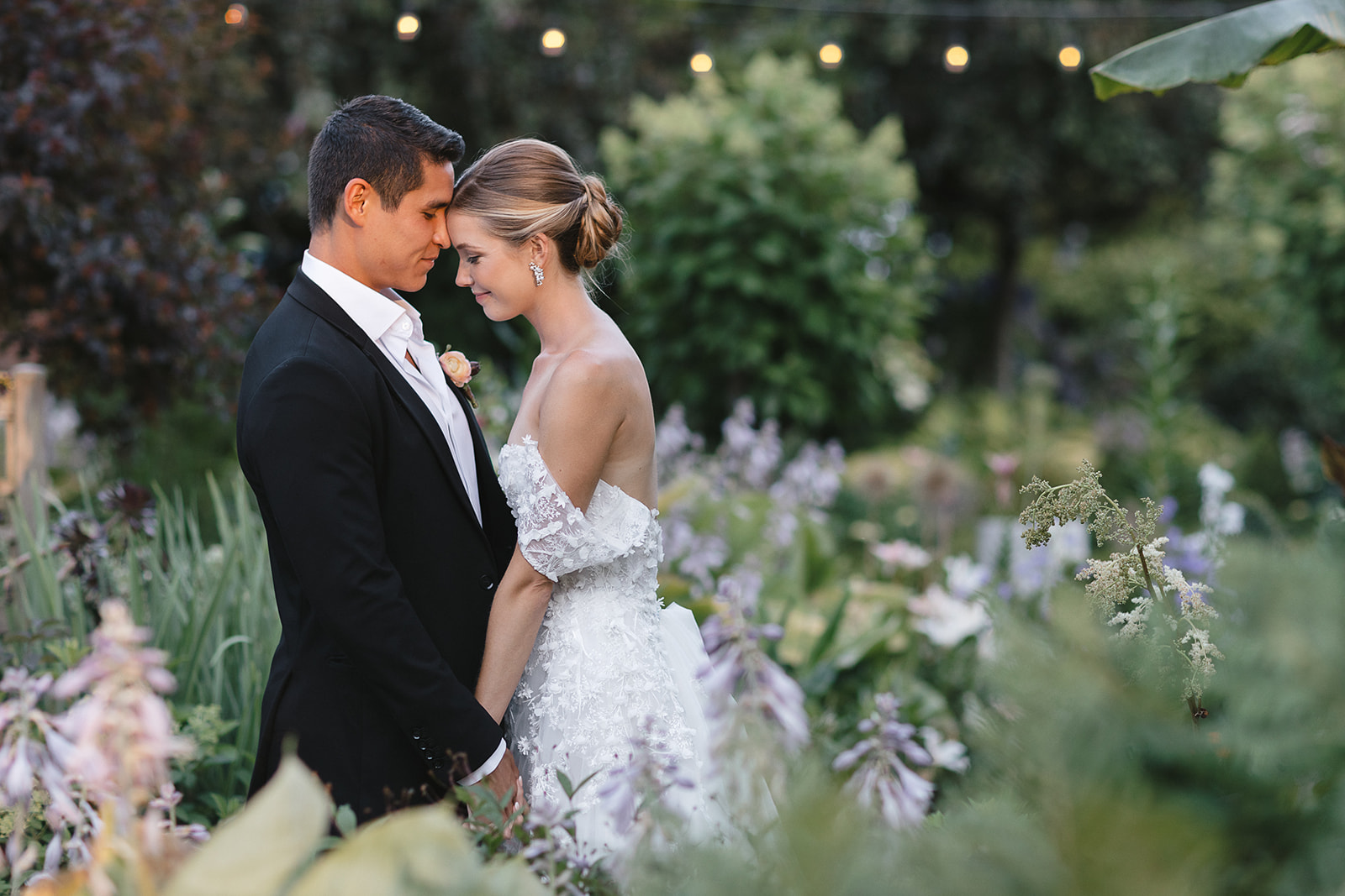 Portrait of bride and groom at a wedding on Vashon Island