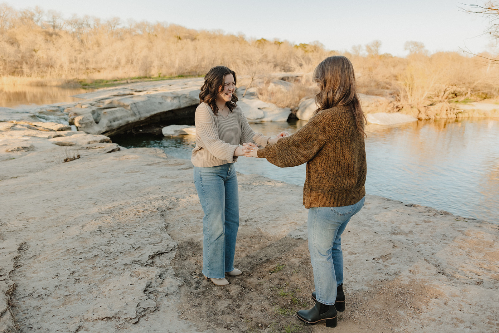 couple dancing at McKinney Falls State Park in Austin Texas
