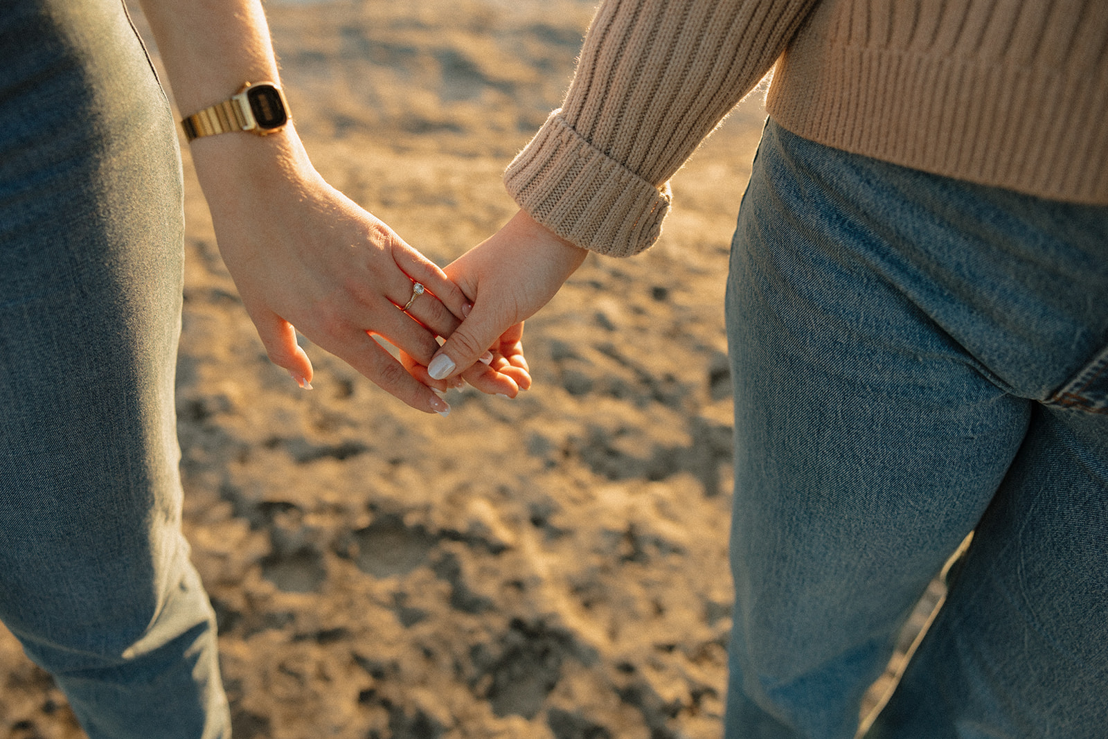 Couples golden hour engagement session at McKinney Falls State Park in Austin Texas