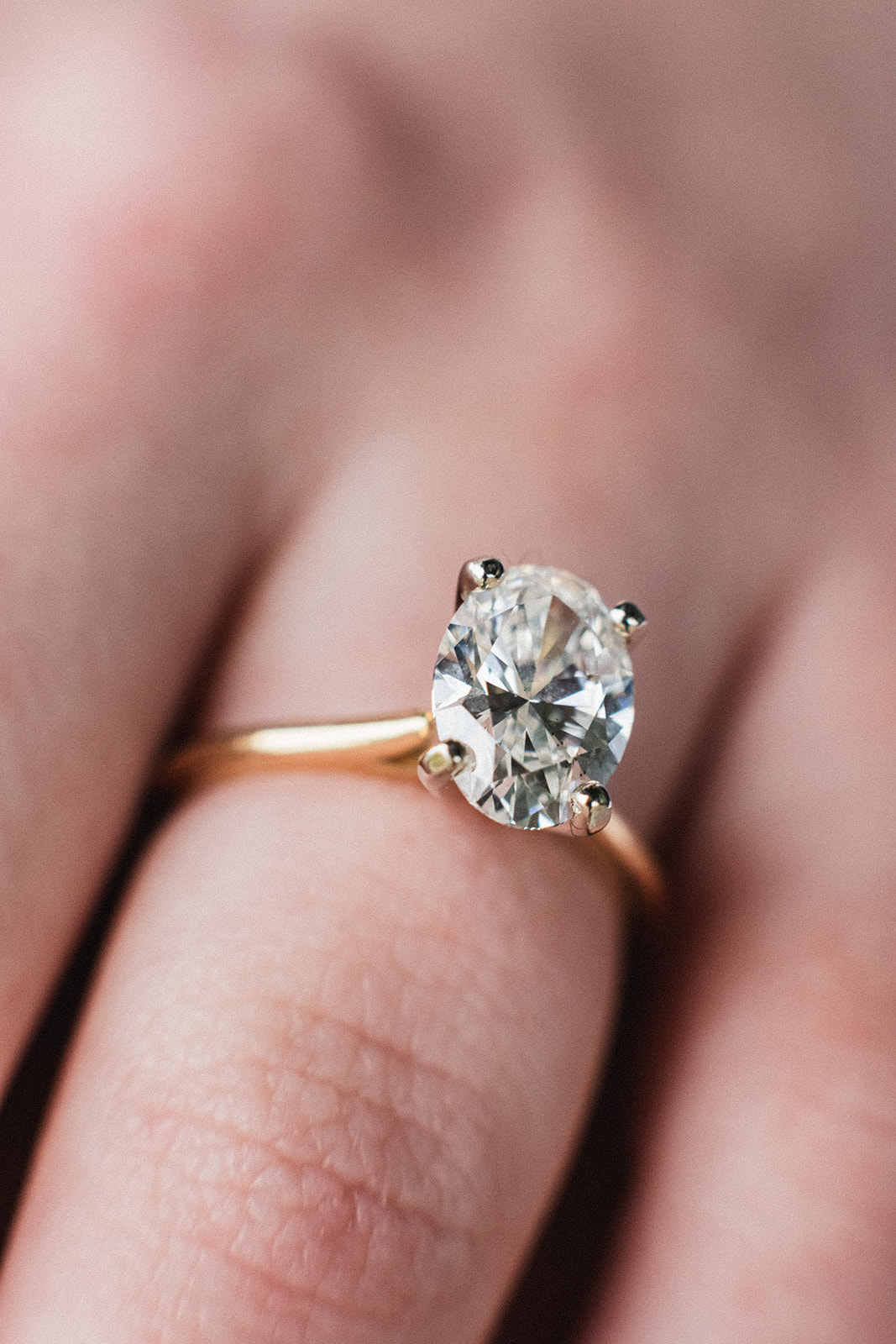 a close up detail of the engagement ring for the couples engagement session