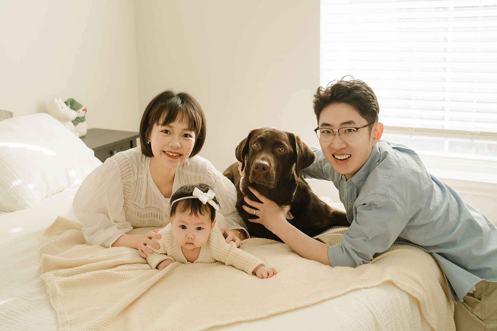 family photo in NJ with baby and dog