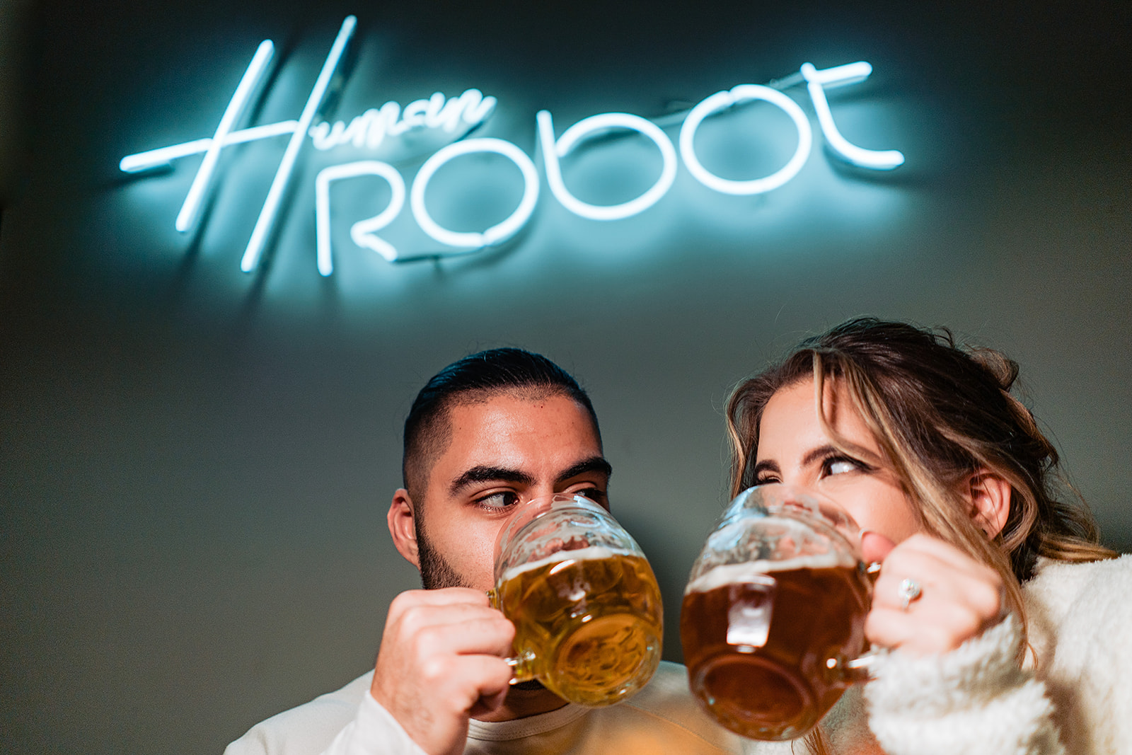 engagement photos at human robot brewery