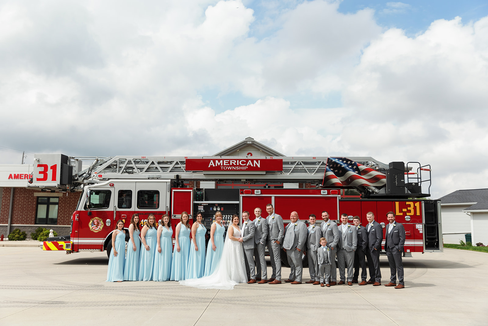 Fire truck wedding photos